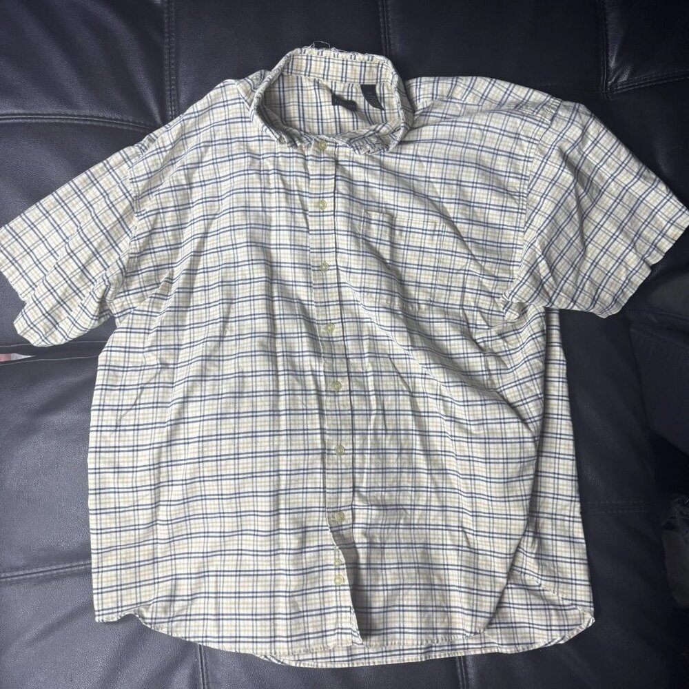Van Heusen Men's Button-Up Shirt Multicolor Plaid Collared Short Sleeve‎ 3XLT